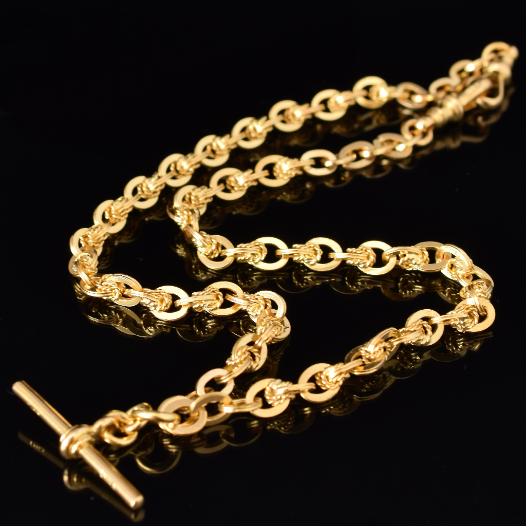 Antique Australian 15ct Yellow Gold Double Albert Watch Chain By Stewart Bros Circa 1915