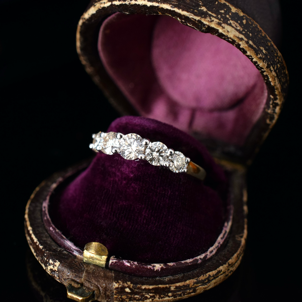 Modern 18ct Yellow Gold Five Diamond Half Hoop 1.00ct Independent Valuation Included In Purchase $4,880 AUD