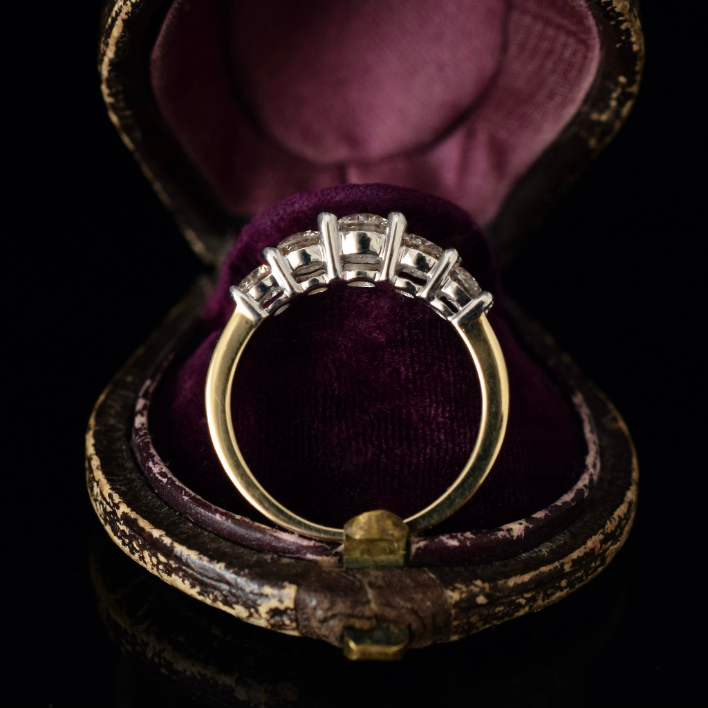 Modern 18ct Yellow Gold Five Diamond Half Hoop 1.00ct Independent Valuation Included In Purchase $4,880 AUD