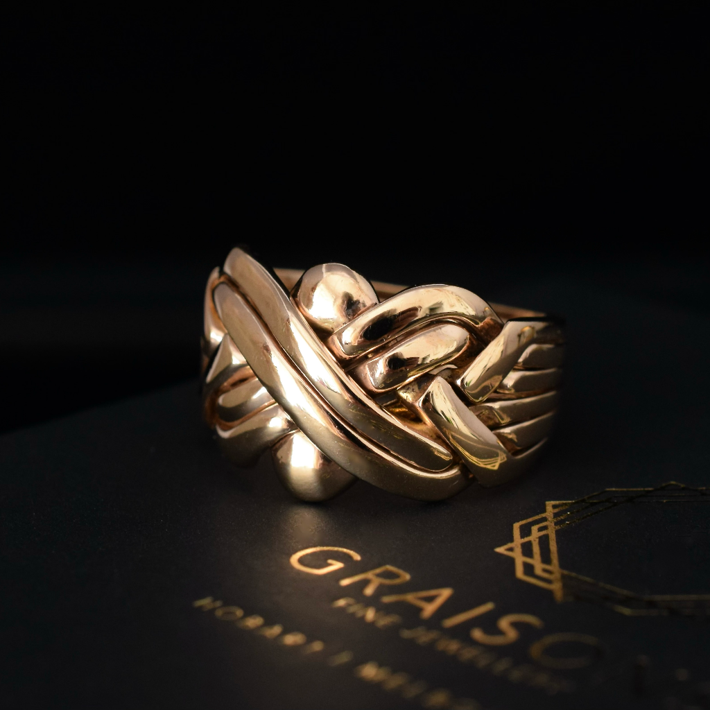 Vintage Italian 9ct Rose Gold ‘UnoAErre’ Six Piece Puzzle Ring