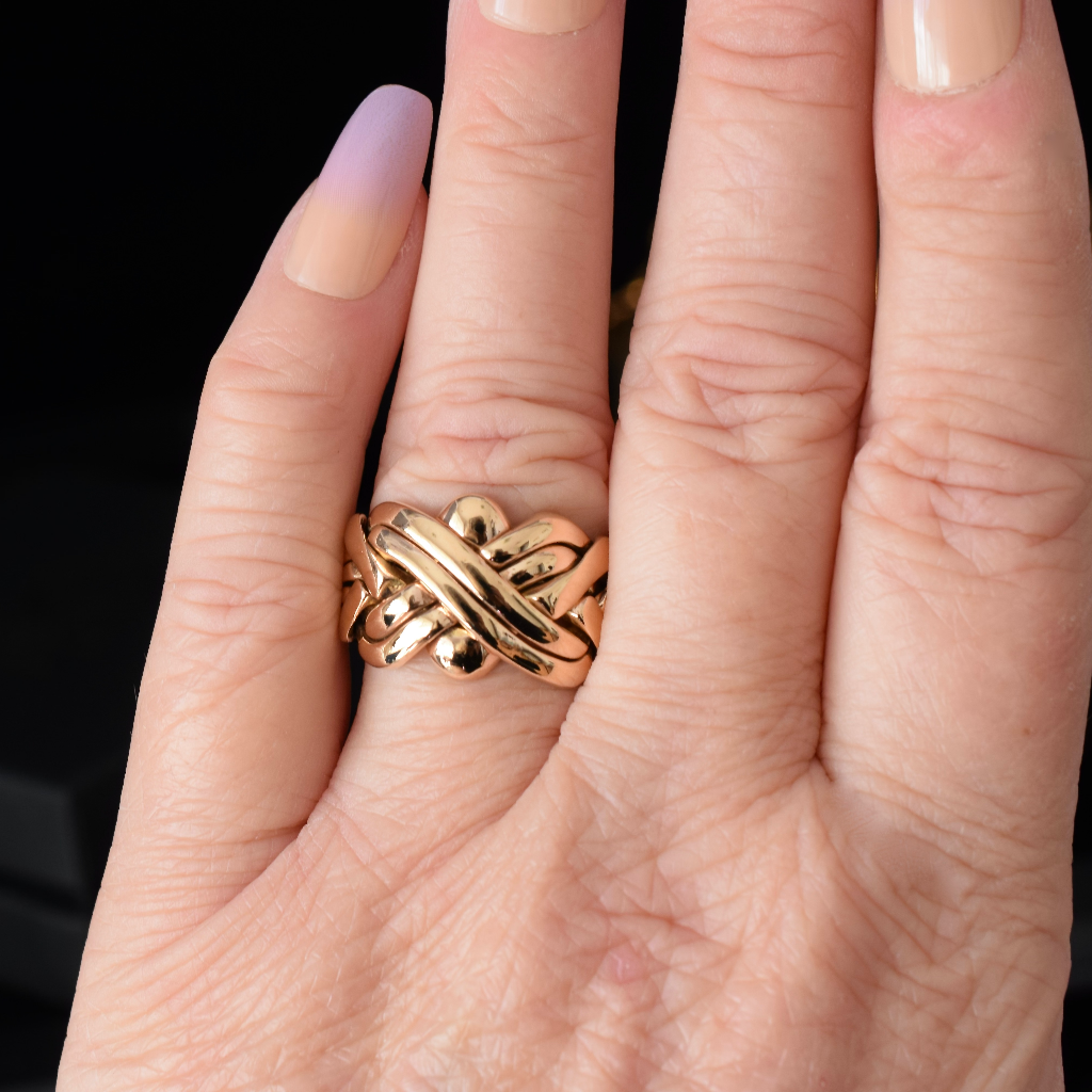 Vintage Italian 9ct Rose Gold ‘UnoAErre’ Six Piece Puzzle Ring