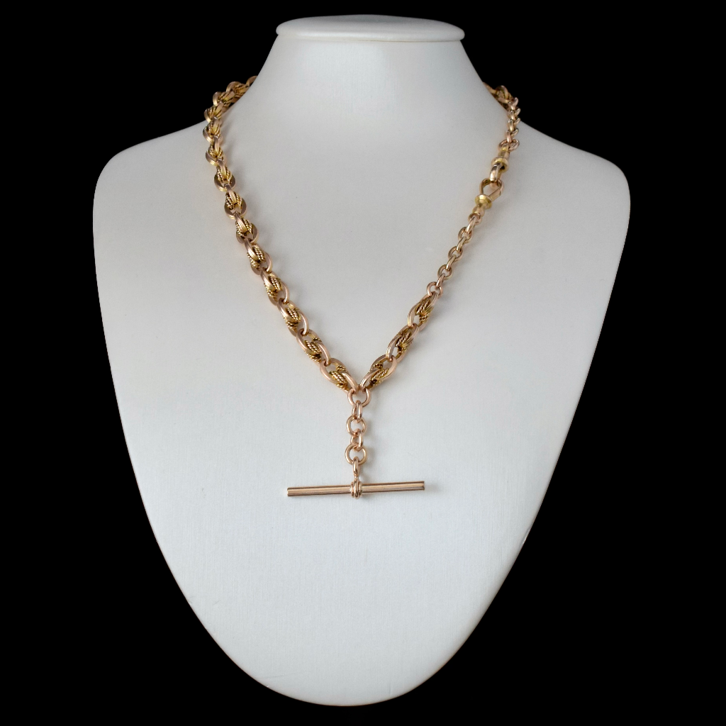 Antique Australian 15ct Rose Gold Fancy Link Albert Chain 45 Grams Circa 1910