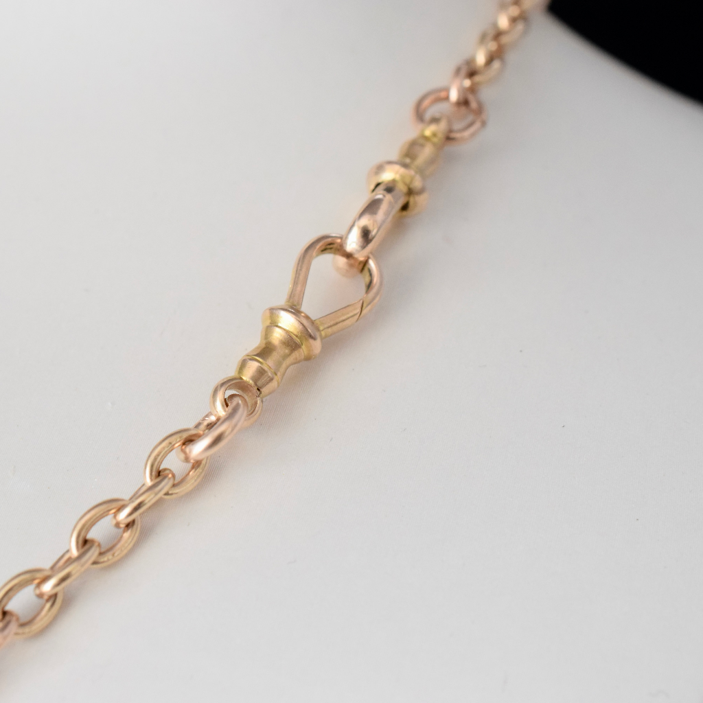 Antique Australian 15ct Rose Gold Fancy Link Albert Chain 45 Grams Circa 1910