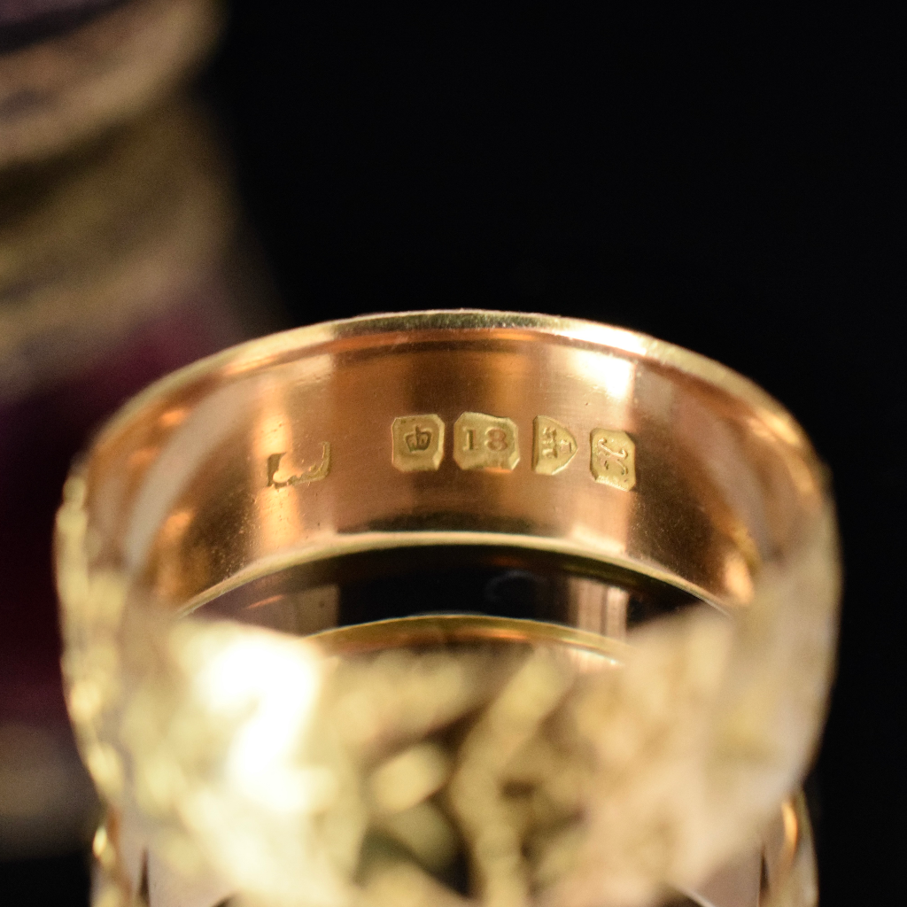 Antique Edwardian 18ct Yellow Gold Floral Wedding Band Chester 1908