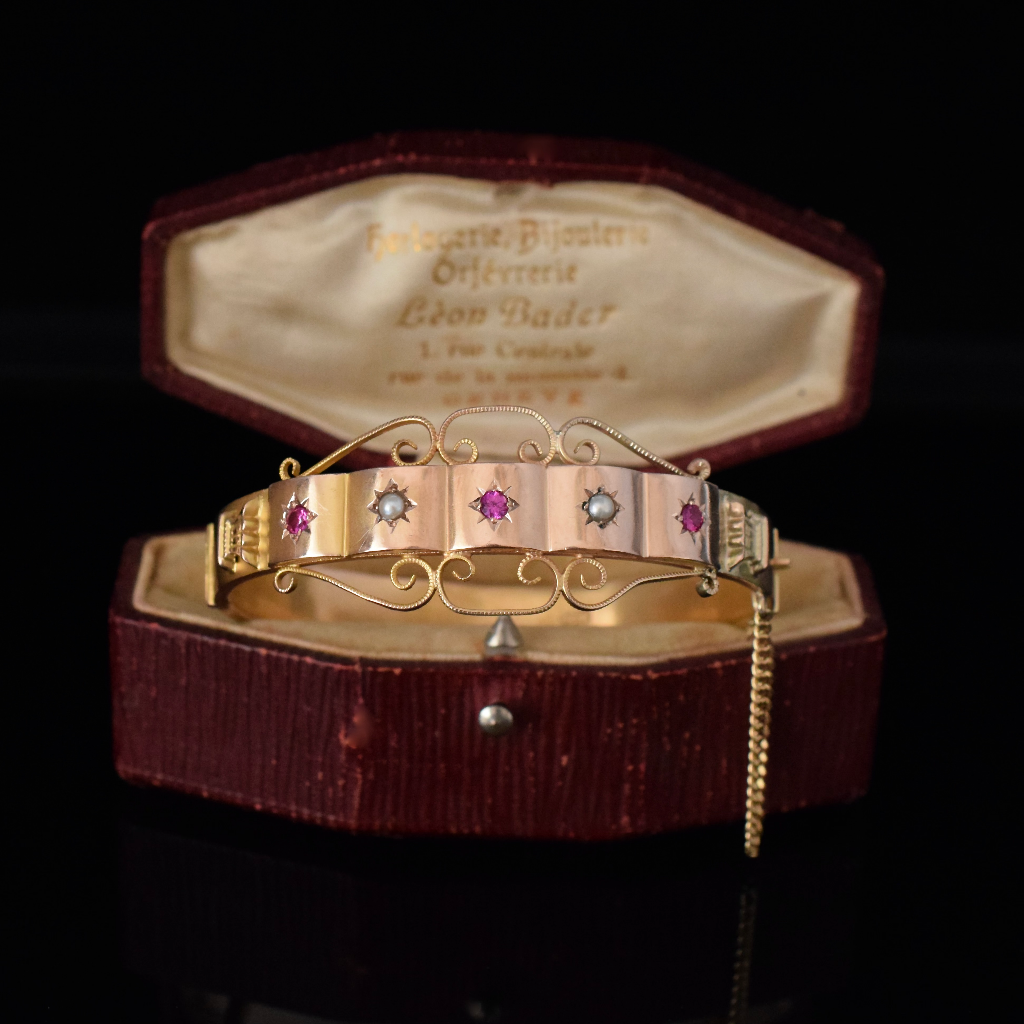Antique Australian 9ct Rose Gold Bangle By Aronson & Co Circa 1910