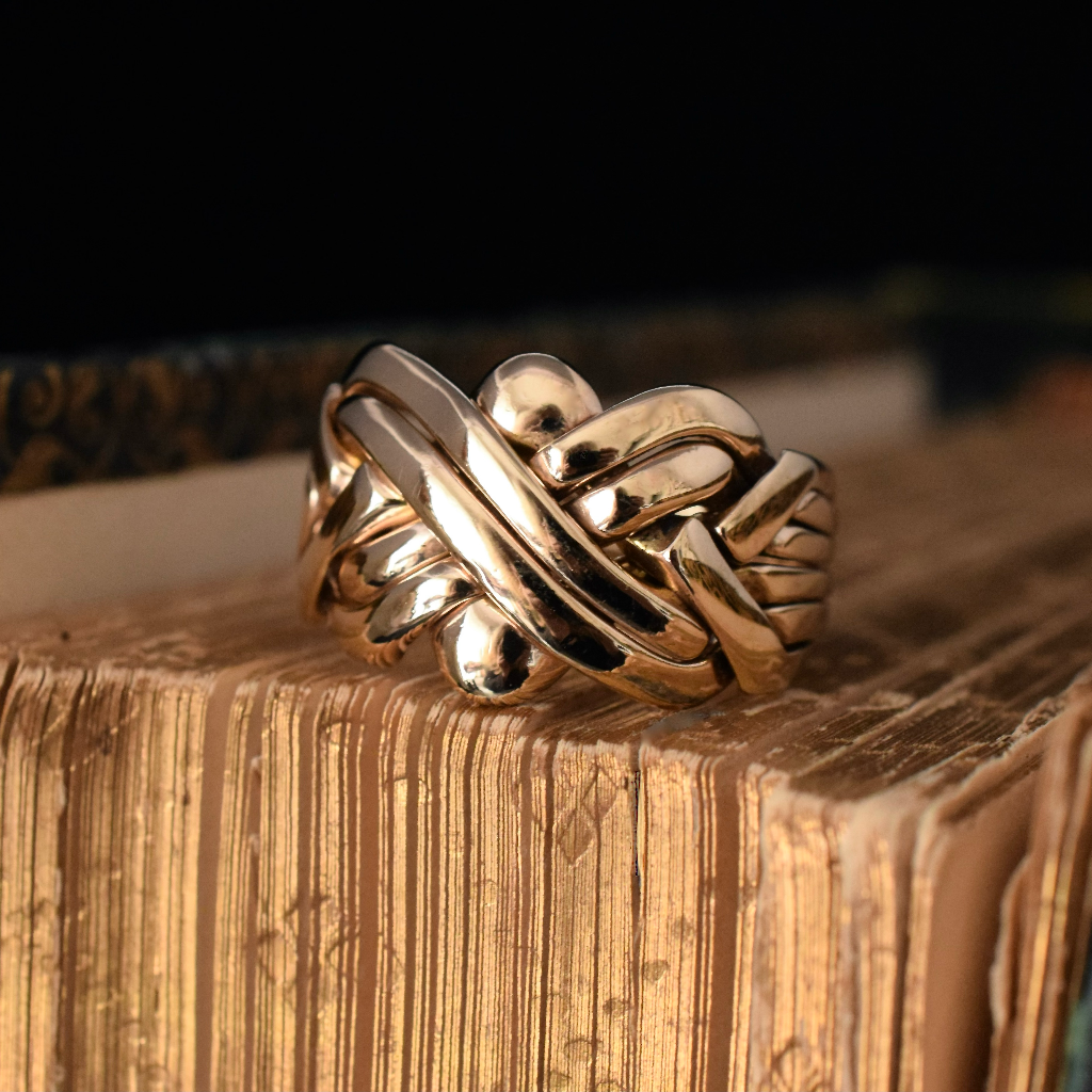 Vintage Italian 9ct Rose Gold 'UnoAErre' Six Piece Puzzle Ring