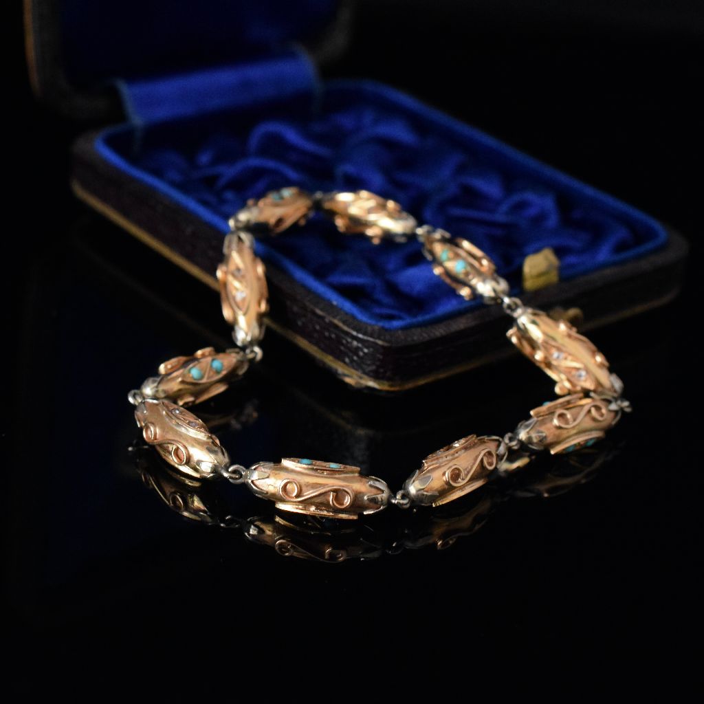 Antique Victorian Etruscan Revival 19.2ct Portuguese Yellow Gold Bracelet Circa 1890