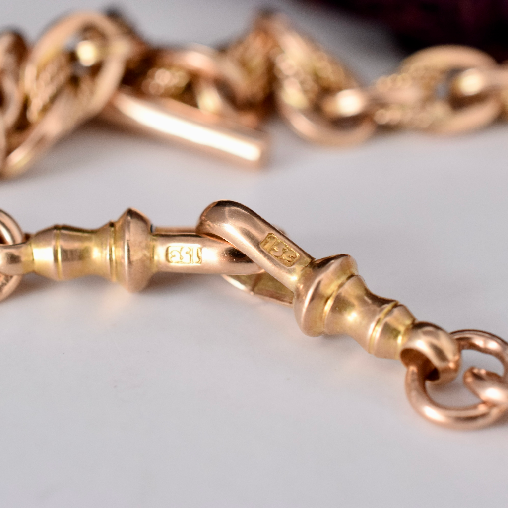 Antique Australian 15ct Rose Gold Fancy Link Albert Chain 45 Grams Circa 1910
