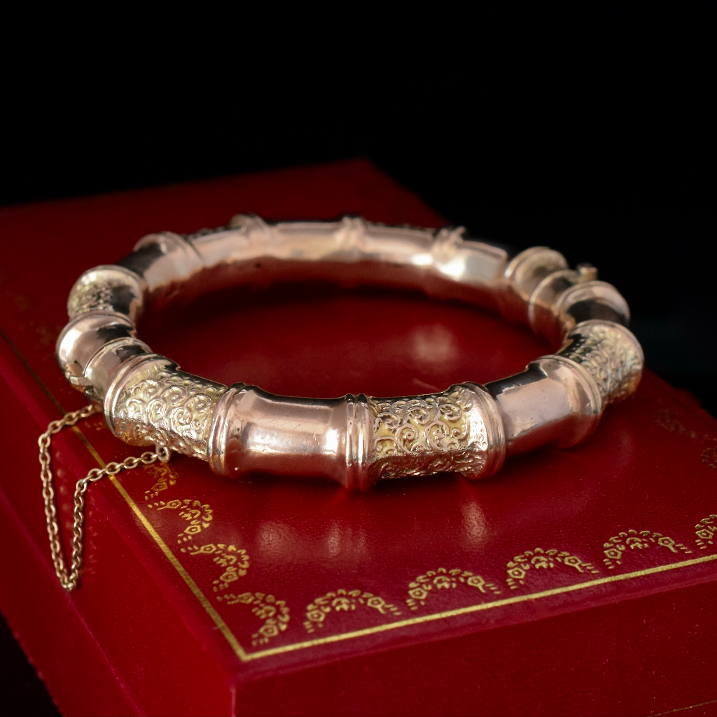 Australian Edwardian 9ct Rose Gold Bamboo Bangle By Aronson & Co. Circa 1905