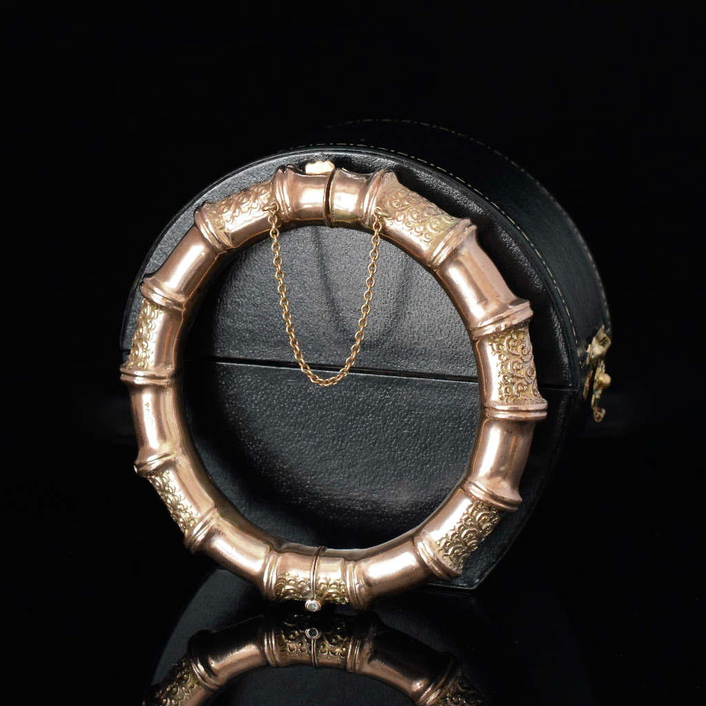 Australian Edwardian 9ct Rose Gold Bamboo Bangle By Aronson & Co. Circa 1905