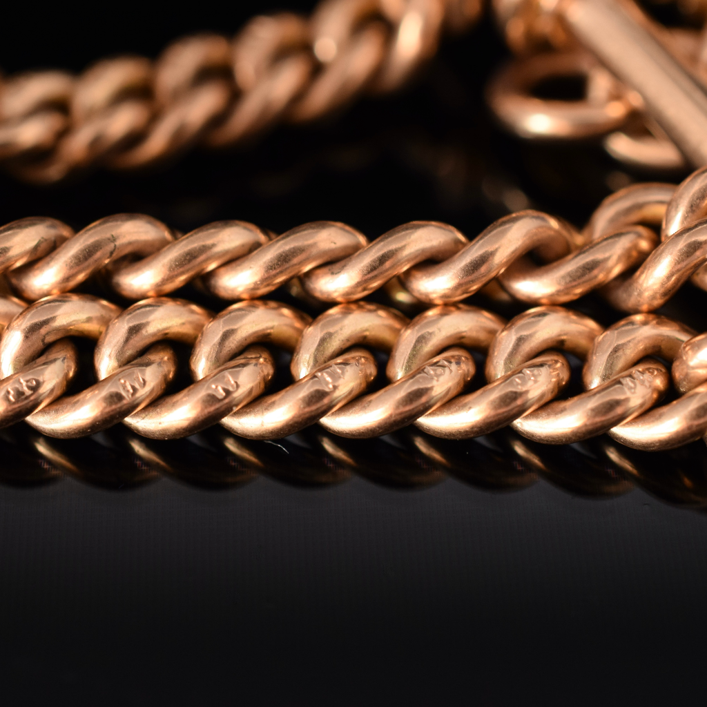Antique Australian 15ct Yellow Gold Double Albert Watch Chain Necklace By George J. Jackson (1895-1931)