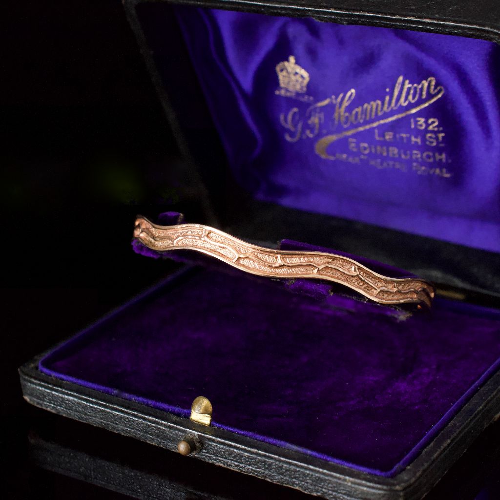 Modern 9ct Rose Gold Textured Bangle