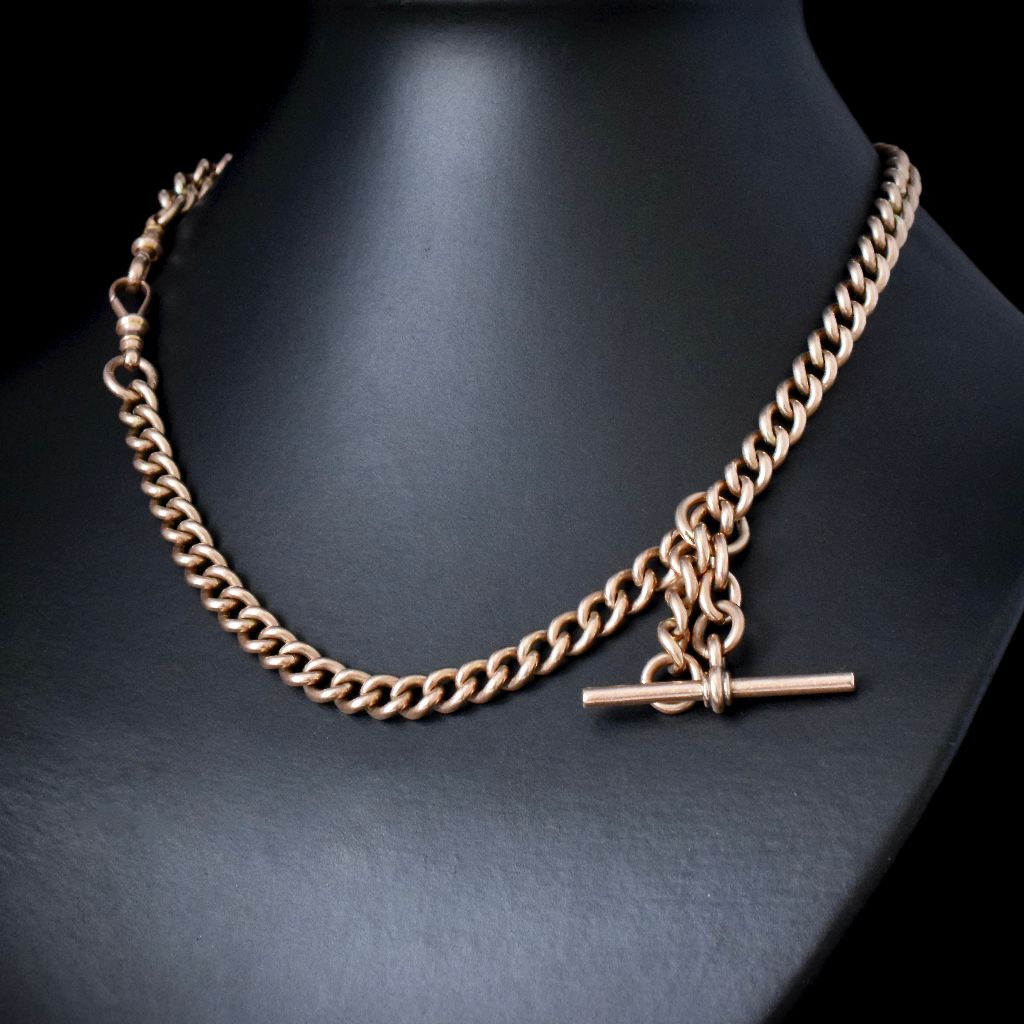 Antique Australian 9ct Yellow Gold Double Albert Watch Chain 60 Grams Circa 1910
