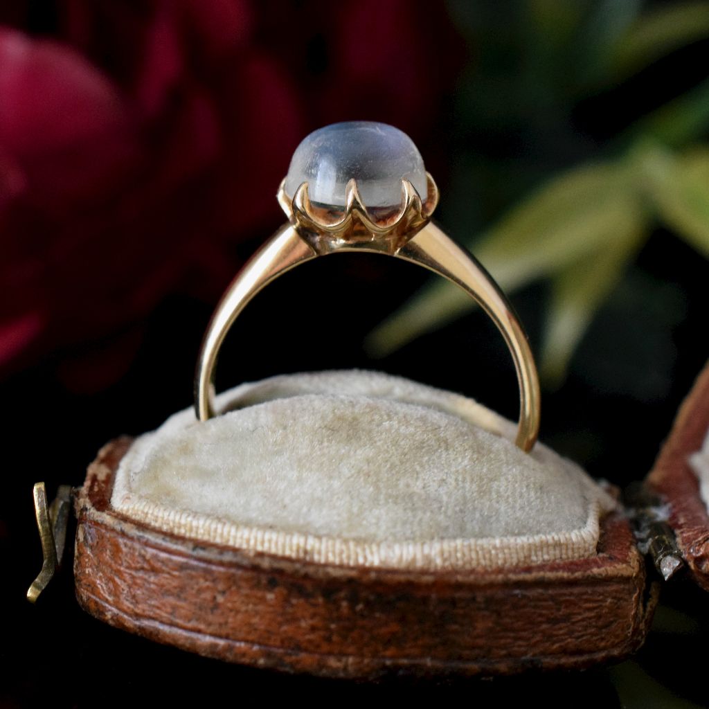 Antique Art Deco Australian 15ct Yellow Gold Moonstone Ring by Louis Cadby Circa 1915
