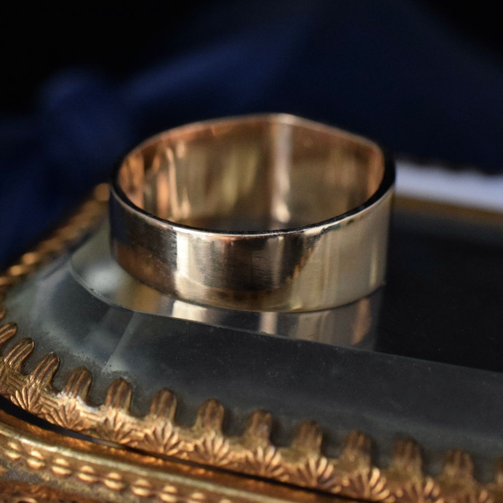 Vintage 9ct Yellow Gold Wide St. Christopher Ring