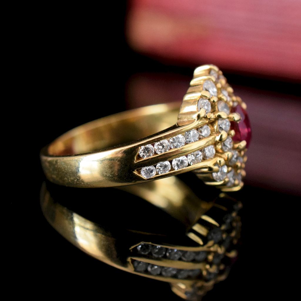 Stunning 18ct Yellow Gold Natural Ruby And Diamond Ring Independent Gemmological Valuation for $8300.00