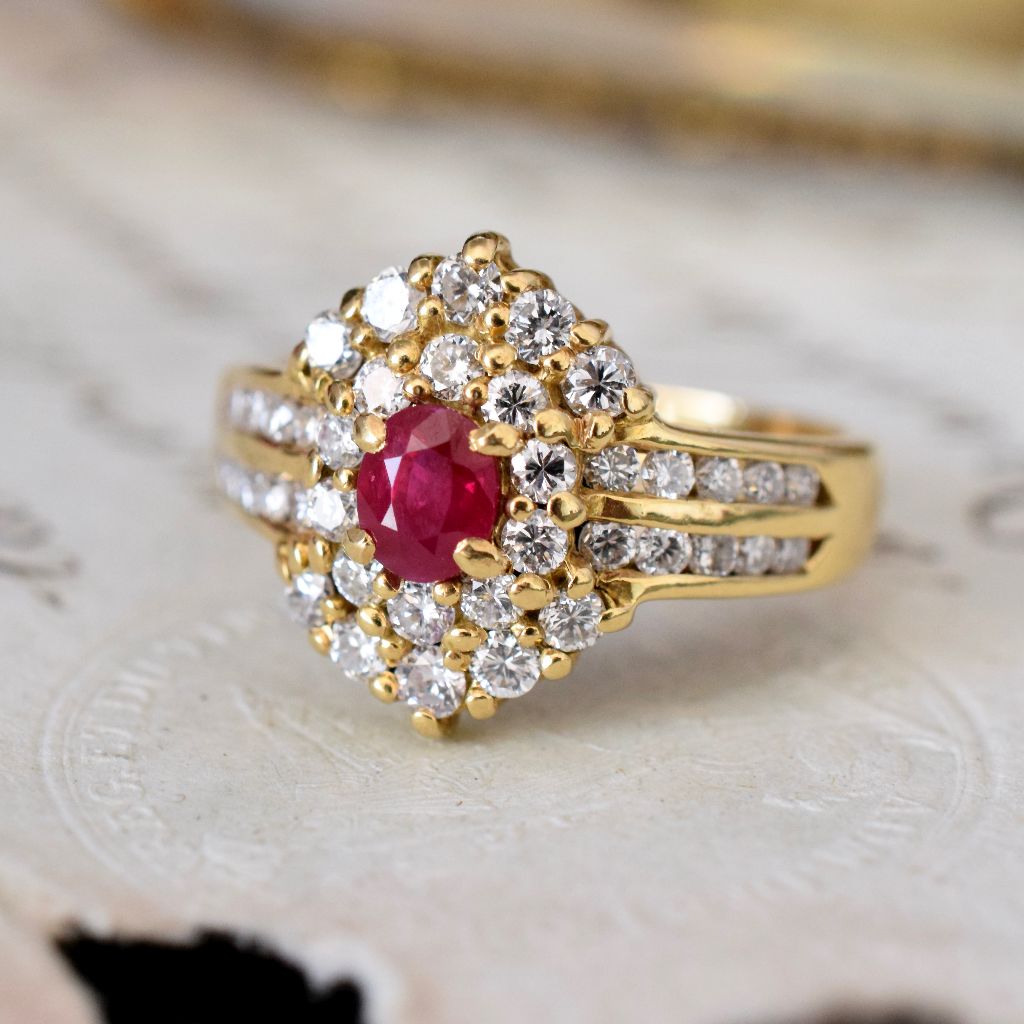 Stunning 18ct Yellow Gold Natural Ruby And Diamond Ring Independent Gemmological Valuation for $8300.00