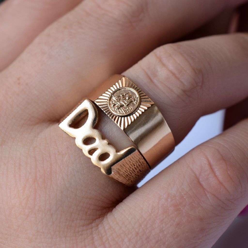 Vintage 9ct Yellow Gold ‘Dad’ Ring London 1989