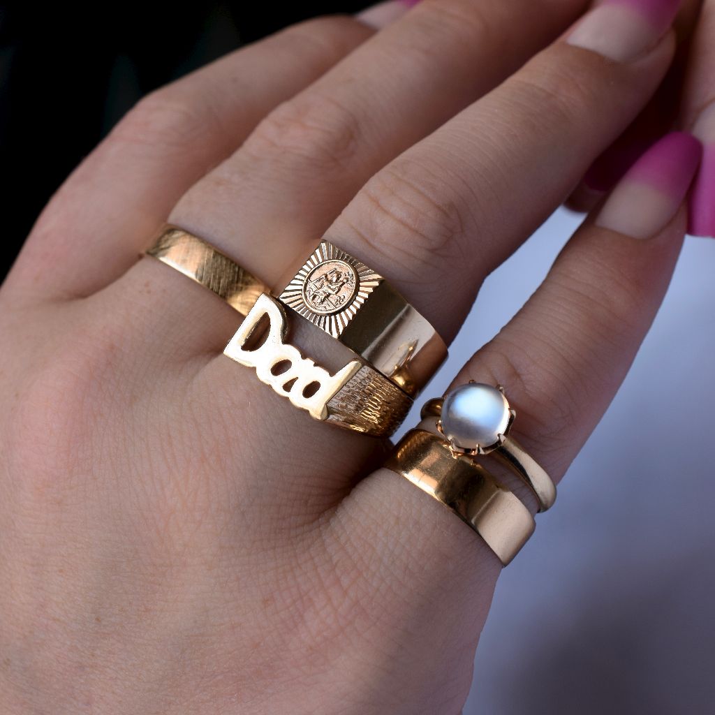 Vintage 9ct Yellow Gold ‘Dad’ Ring London 1989
