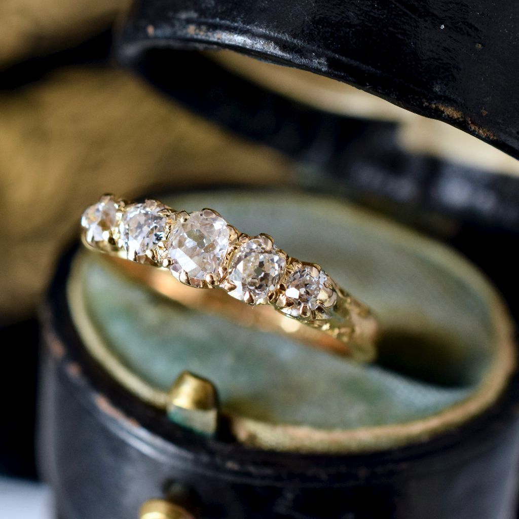 Antique Art Deco 18ct Gold Old Mine Cut Five Stone Ring 1931