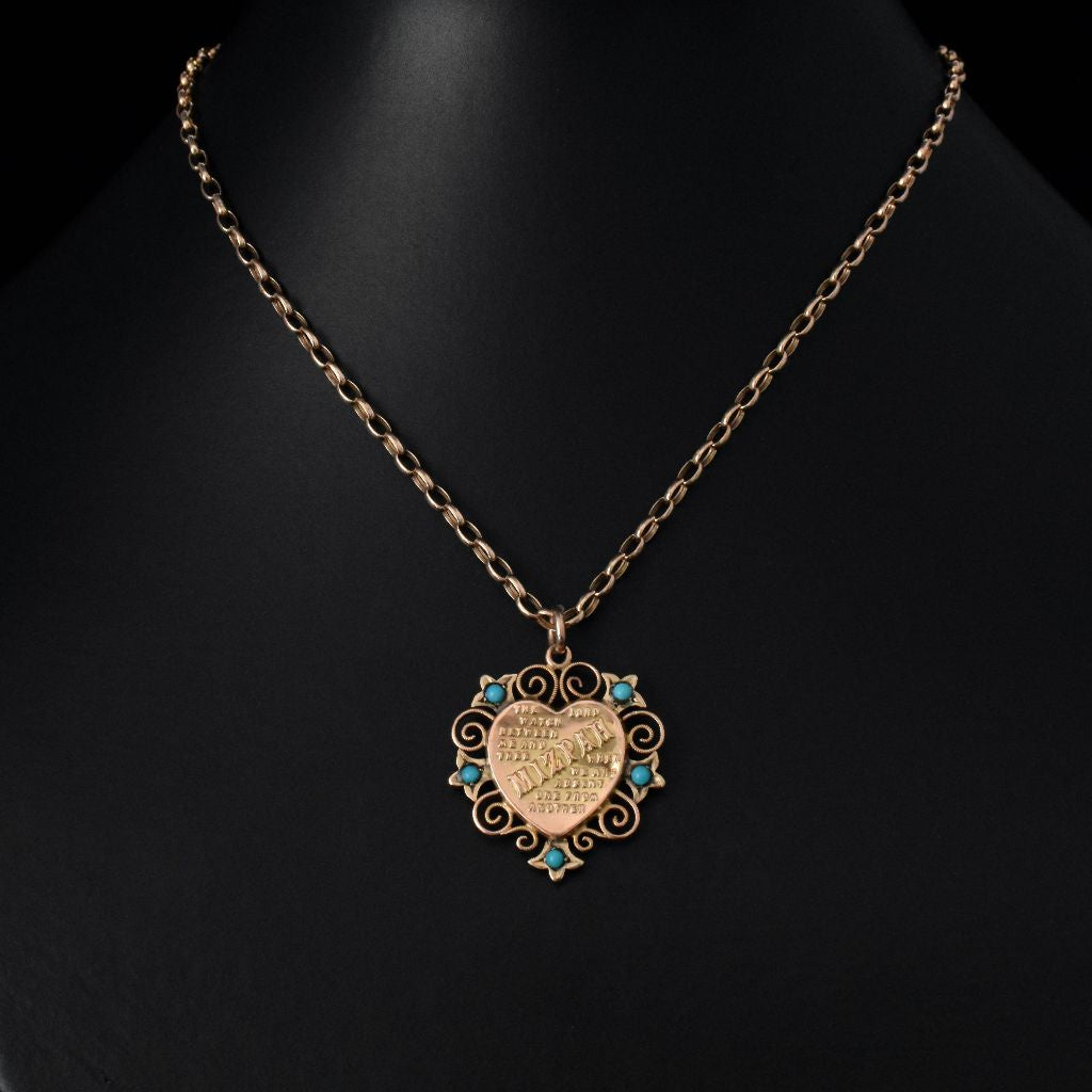 Antique Australian 9ct Rose Gold ‘Mizpah’ Pendant by Robert Rollason