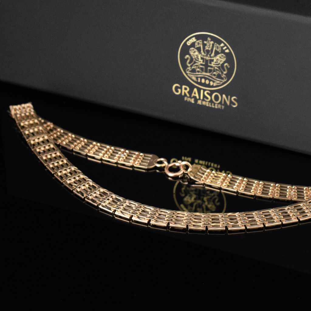 Vintage 9ct Yellow Gold ‘Gate-link’ Collar Necklace 1969