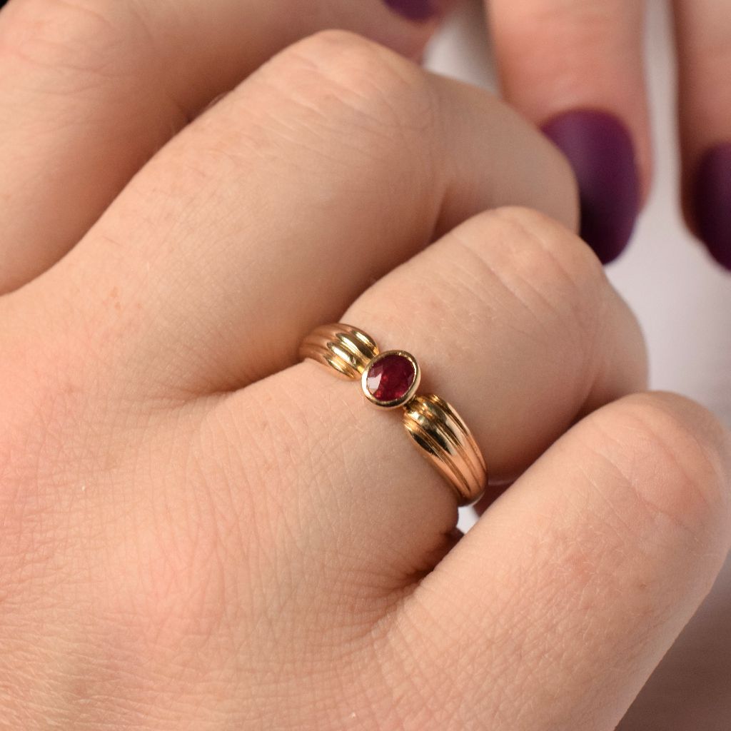 Vintage 14ct Rose Gold Ruby Ring