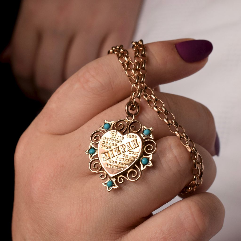 Antique Australian 9ct Rose Gold ‘Mizpah’ Pendant by Robert Rollason