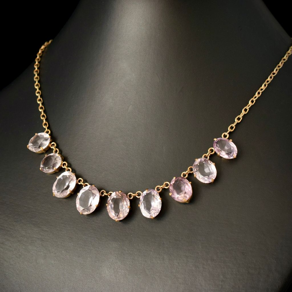Antique Victorian Natural Rose de France Amethyst and Silver Gilt Riviere circa 1890