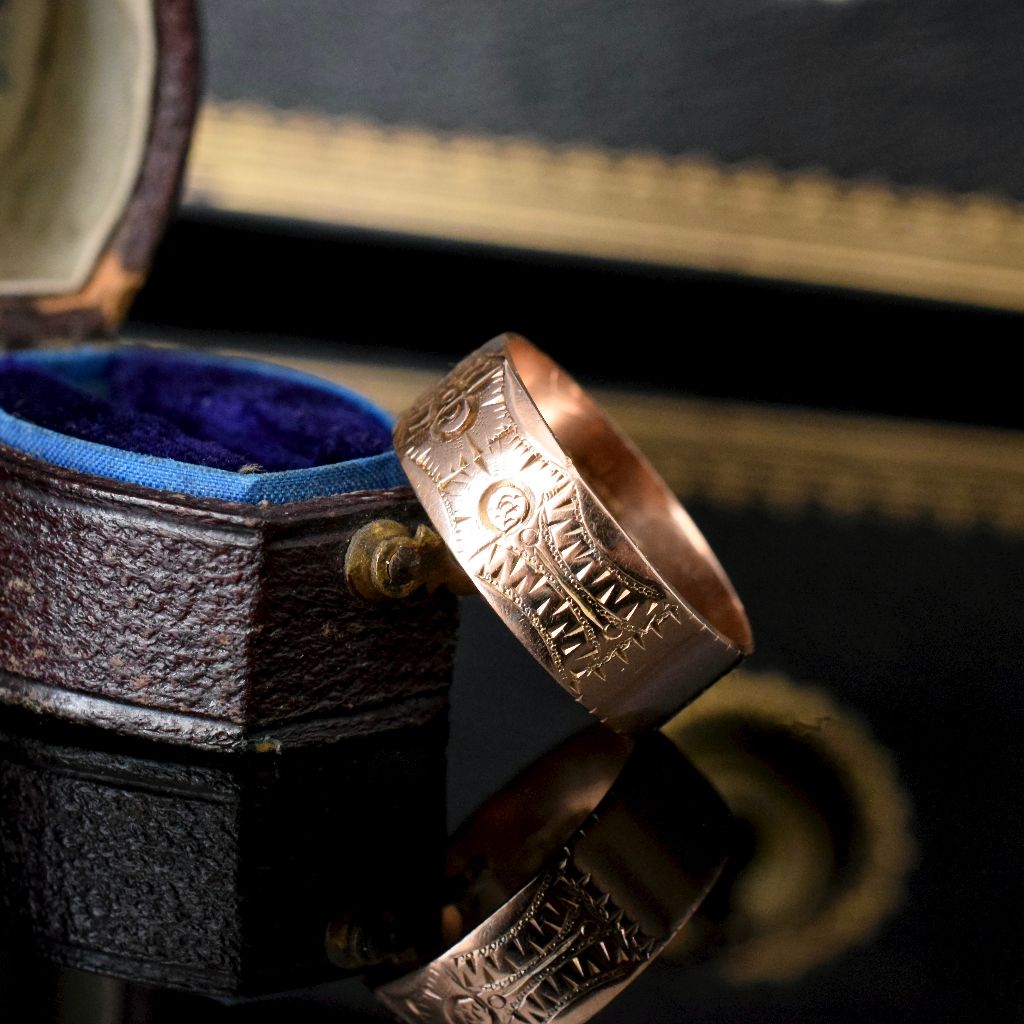 Antique Colonial Australian 9ct Rose Gold Pattered Cigar Band by Robert Robertson