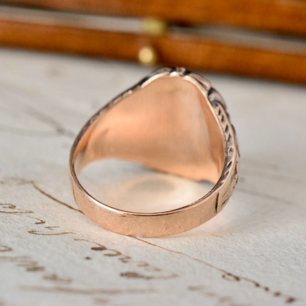 Vintage Mid-Century 9ct Rose Gold Onyx Ring