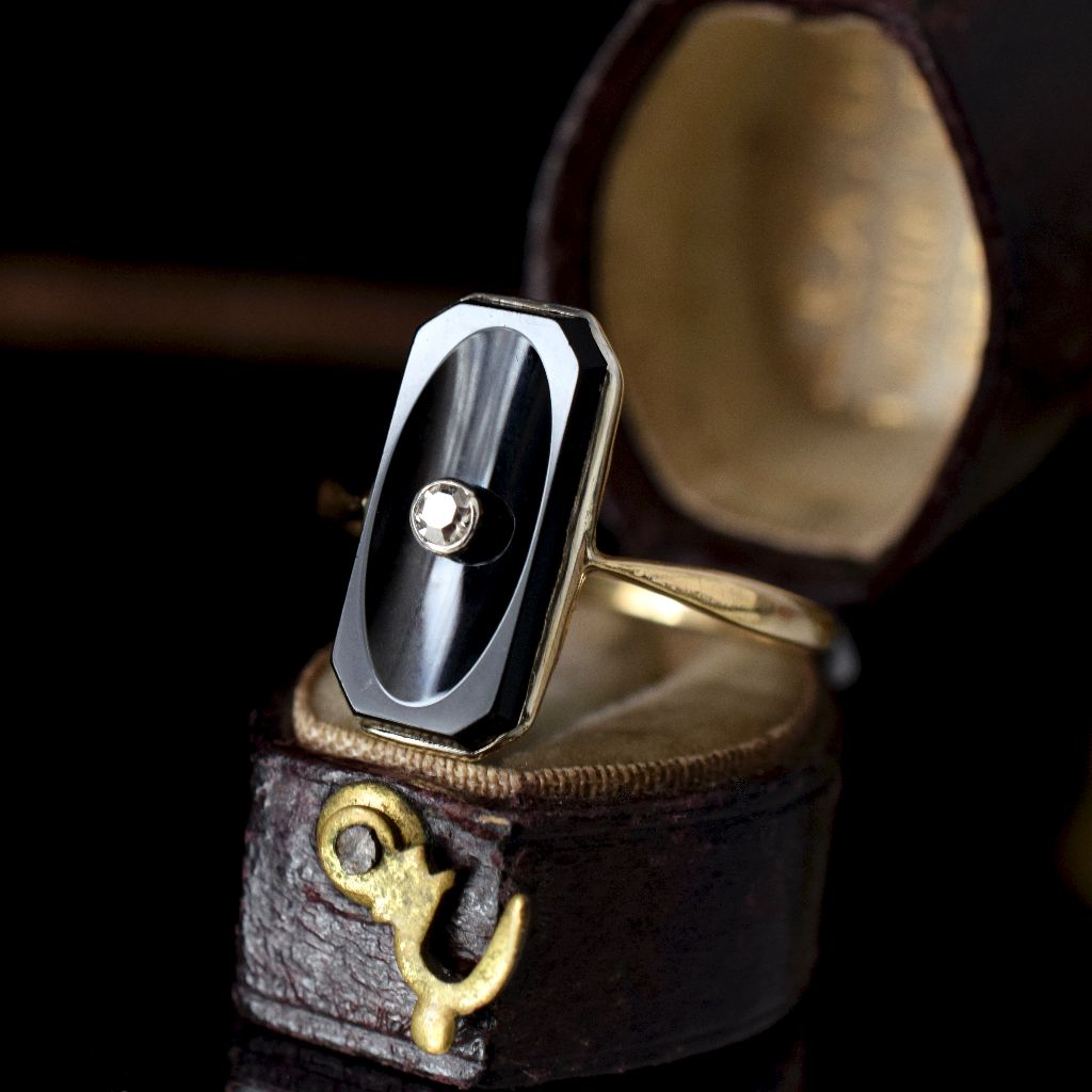 Art Deco 15ct Yellow Gold Onyx And Diamond Circa 1930