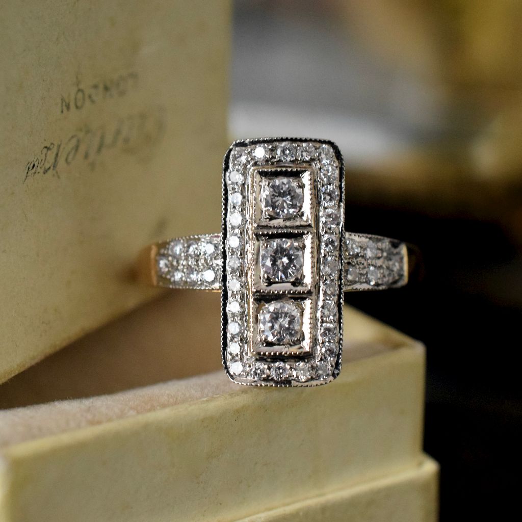 Modern Art Deco Style 18ct Yellow Gold Diamond 0.55ct Ring