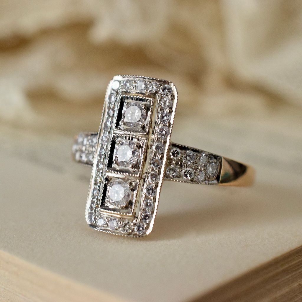 Modern Art Deco Style 18ct Yellow Gold Diamond 0.55ct Ring