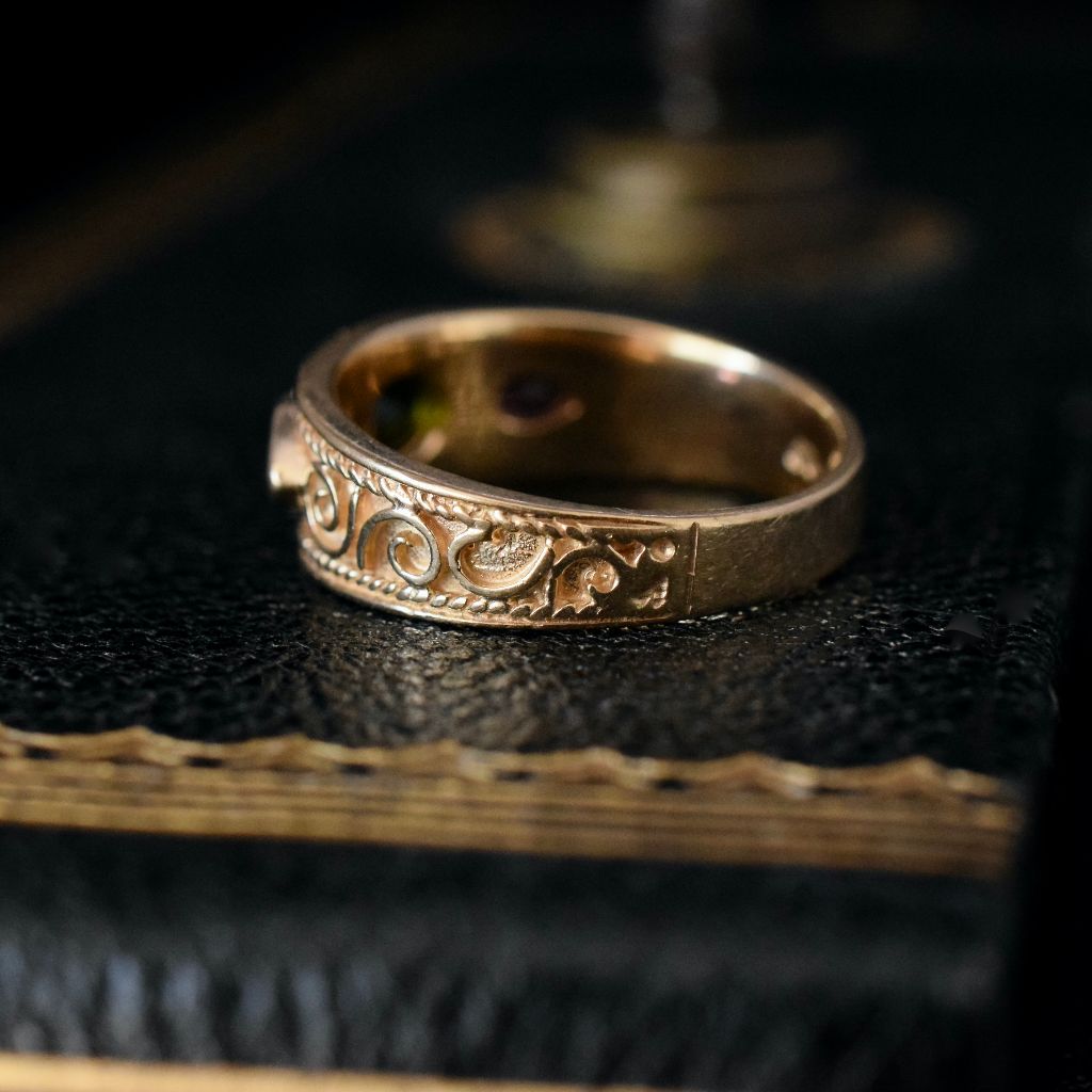 Modern 14ct Yellow Gold Green And Pink Tourmaline Ring