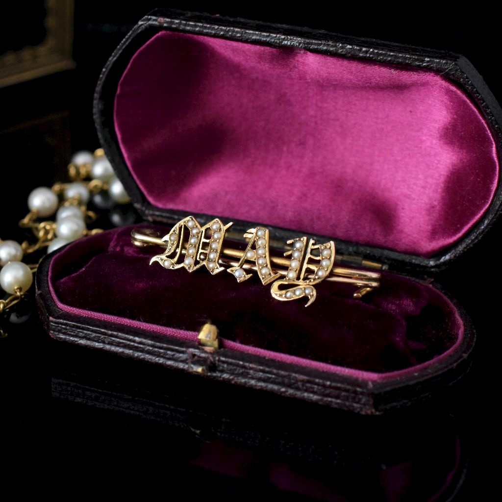 Victorian 15ct Yellow Gold ‘May’ Seed Pearl Brooch/Pin