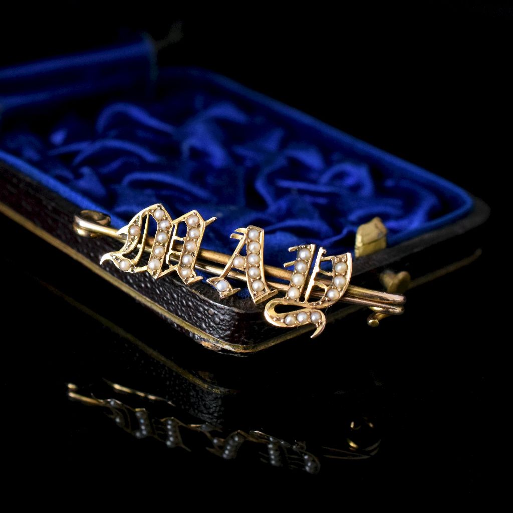 Victorian 15ct Yellow Gold ‘May’ Seed Pearl Brooch/Pin