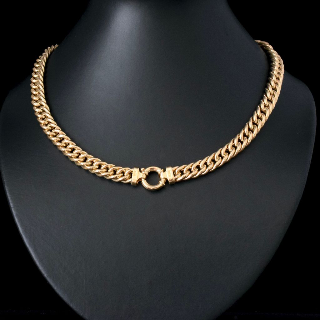 Modern Heavy 9ct Yellow Gold Curblink Necklace 50.82 Grams