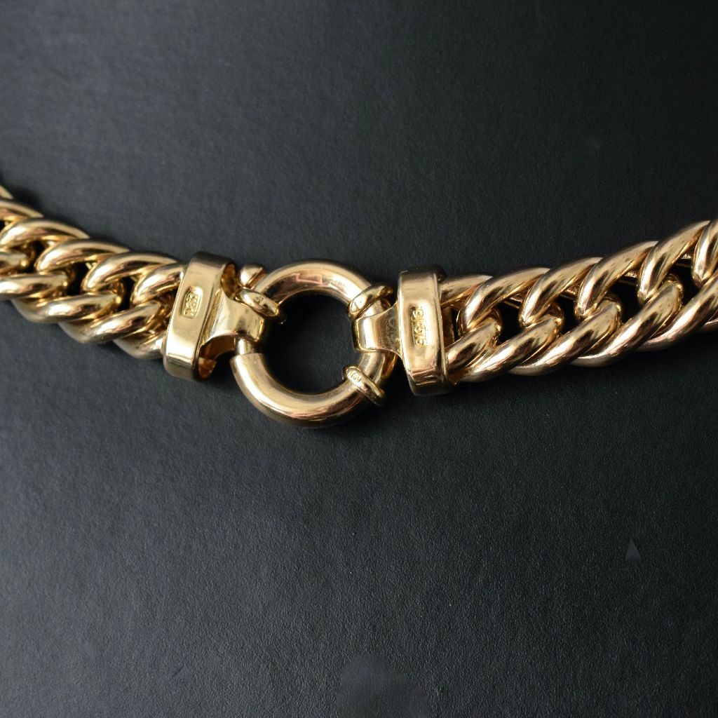 Modern Heavy 9ct Yellow Gold Curblink Necklace 50.82 Grams