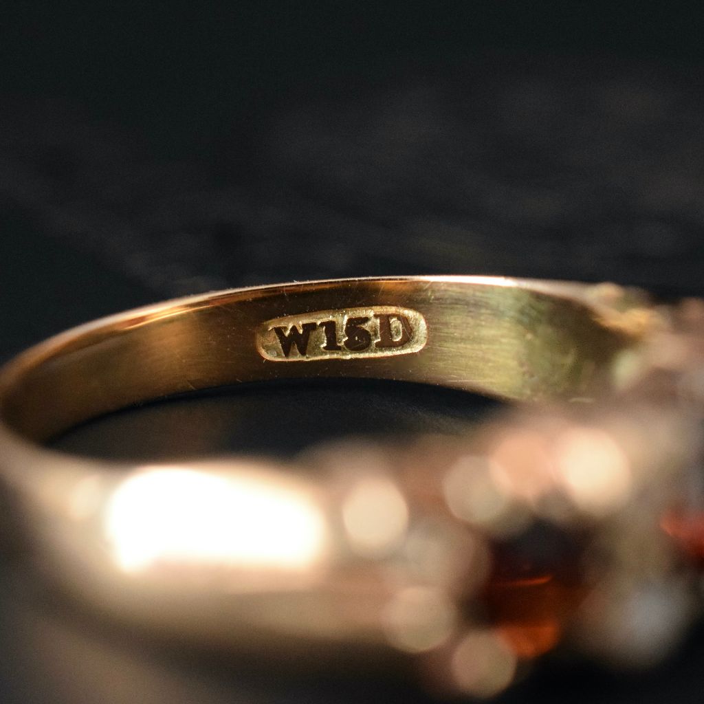 Antique Australian 15ct Rose Gold Garnet Doublet And Diamond Ring By William Drummond Circa 1905