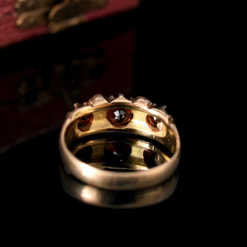 Antique Australian 15ct Rose Gold Garnet Doublet And Diamond Ring By William Drummond Circa 1905