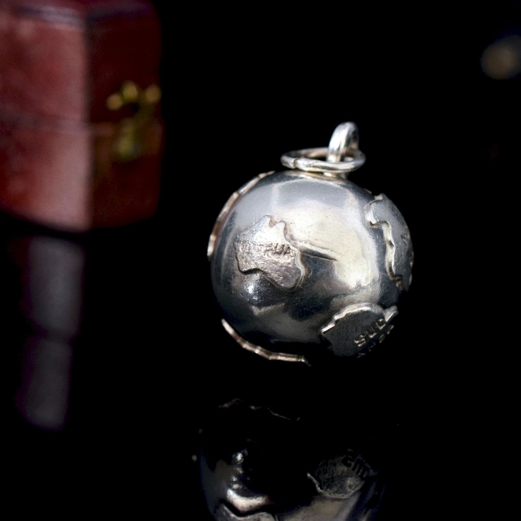 Vintage Mid-Century Sterling Silver ‘World Globe’ Pendant