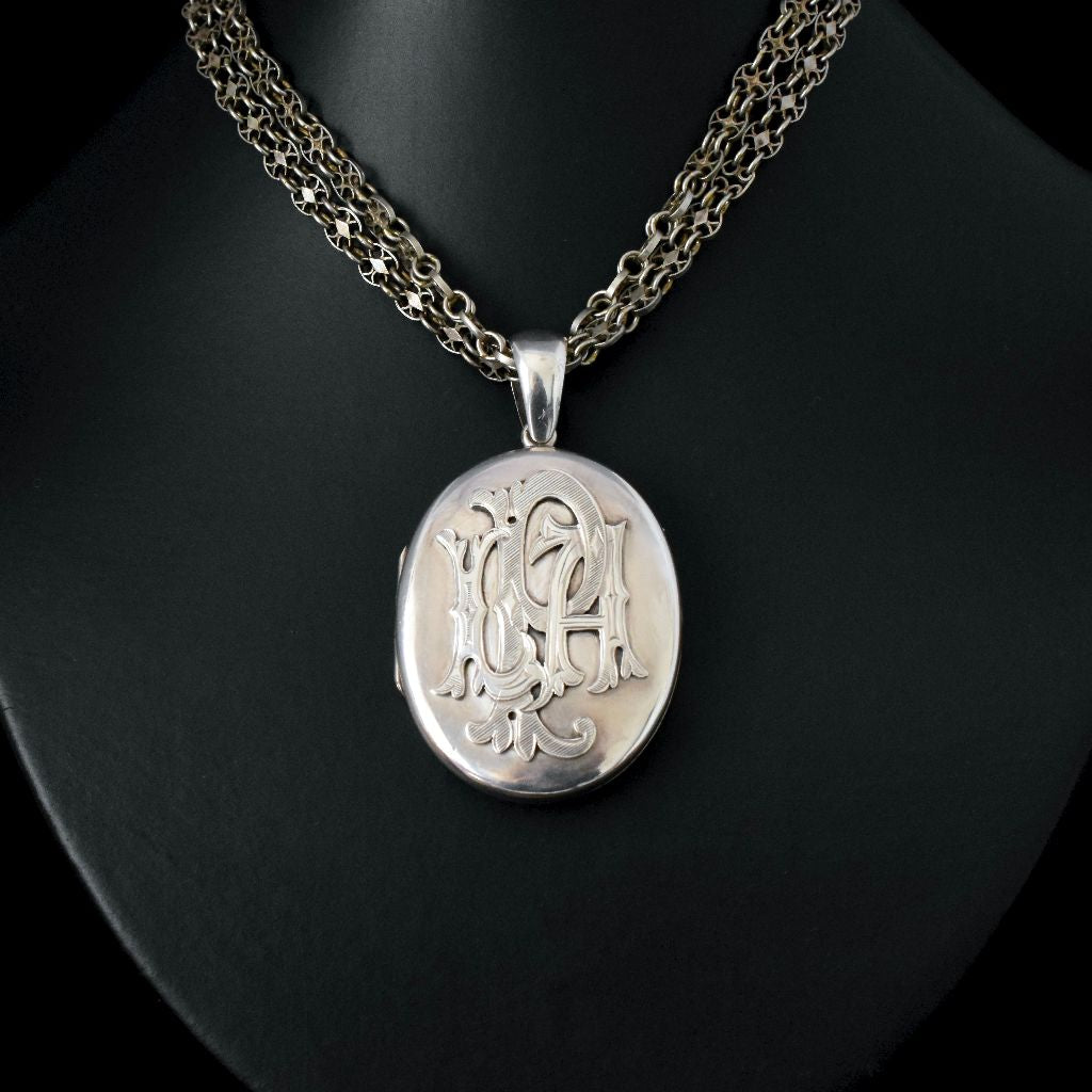 Antique Victorian/ Early Edwardian Sterling Silver Monogram Heavy Locket