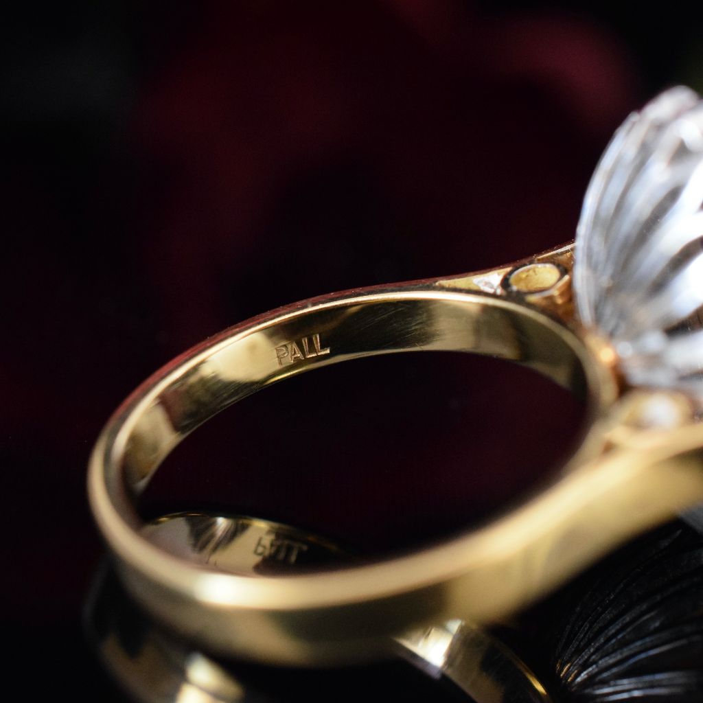 Modern/Vintage 18ct Yellow Gold Solid Dark Opal And Diamond Halo Ring (Independent Valuation Included In Purchase $12,500)