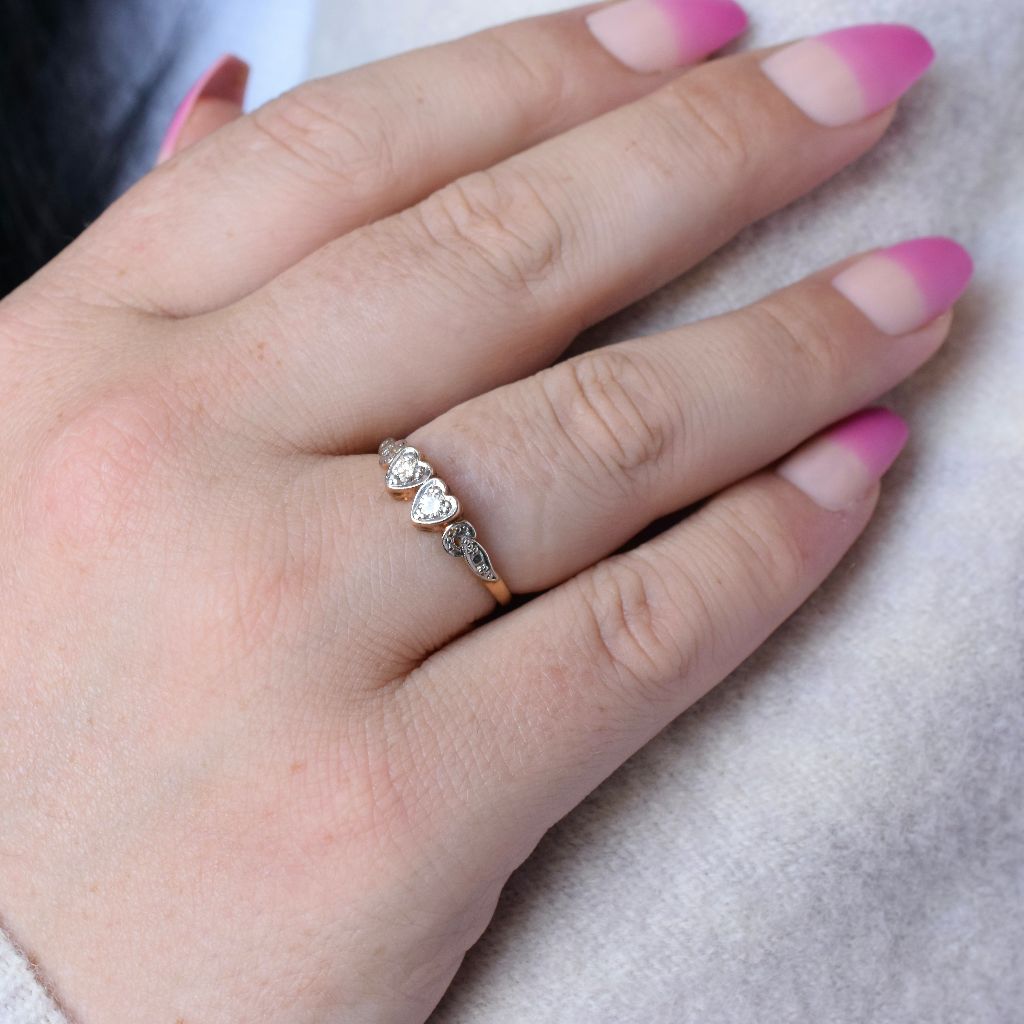 Antique Art Deco 18ct Yellow Gold ‘Double Heart’ Diamond Ring