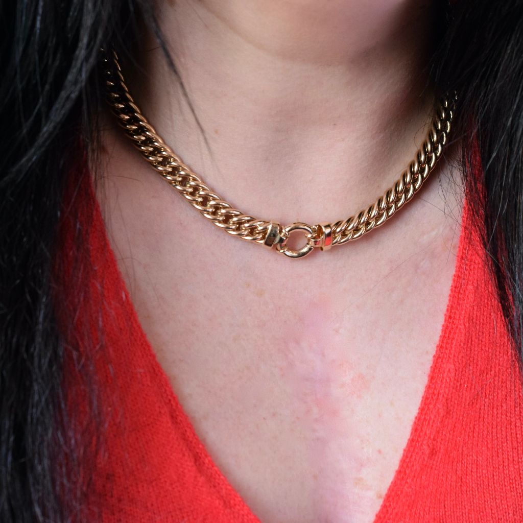 Modern Heavy 9ct Yellow Gold Curblink Necklace 50.82 Grams
