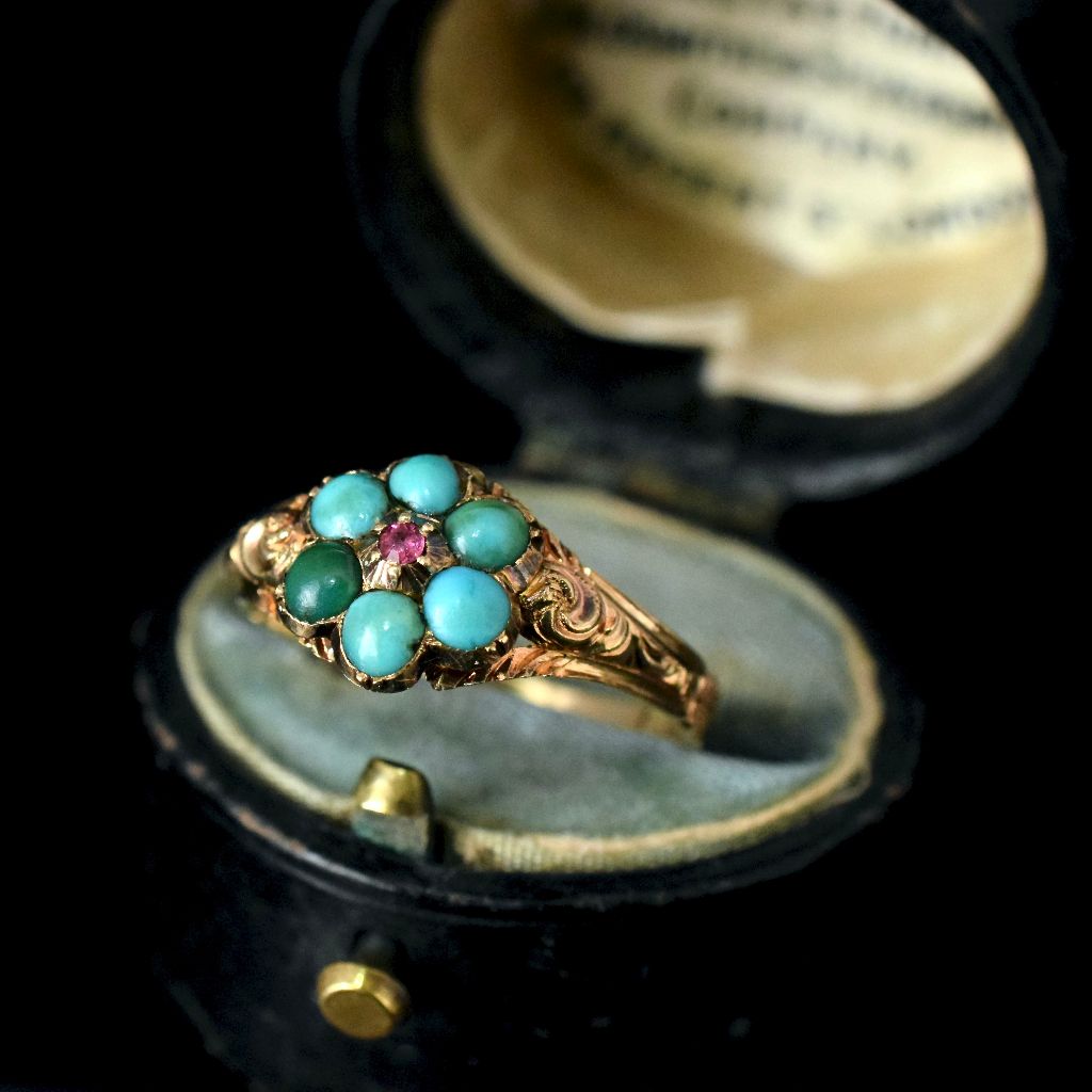 Antique Georgian 22ct Yellow Gold Turquoise ‘Forget Me Not’ Ring Circa 1820