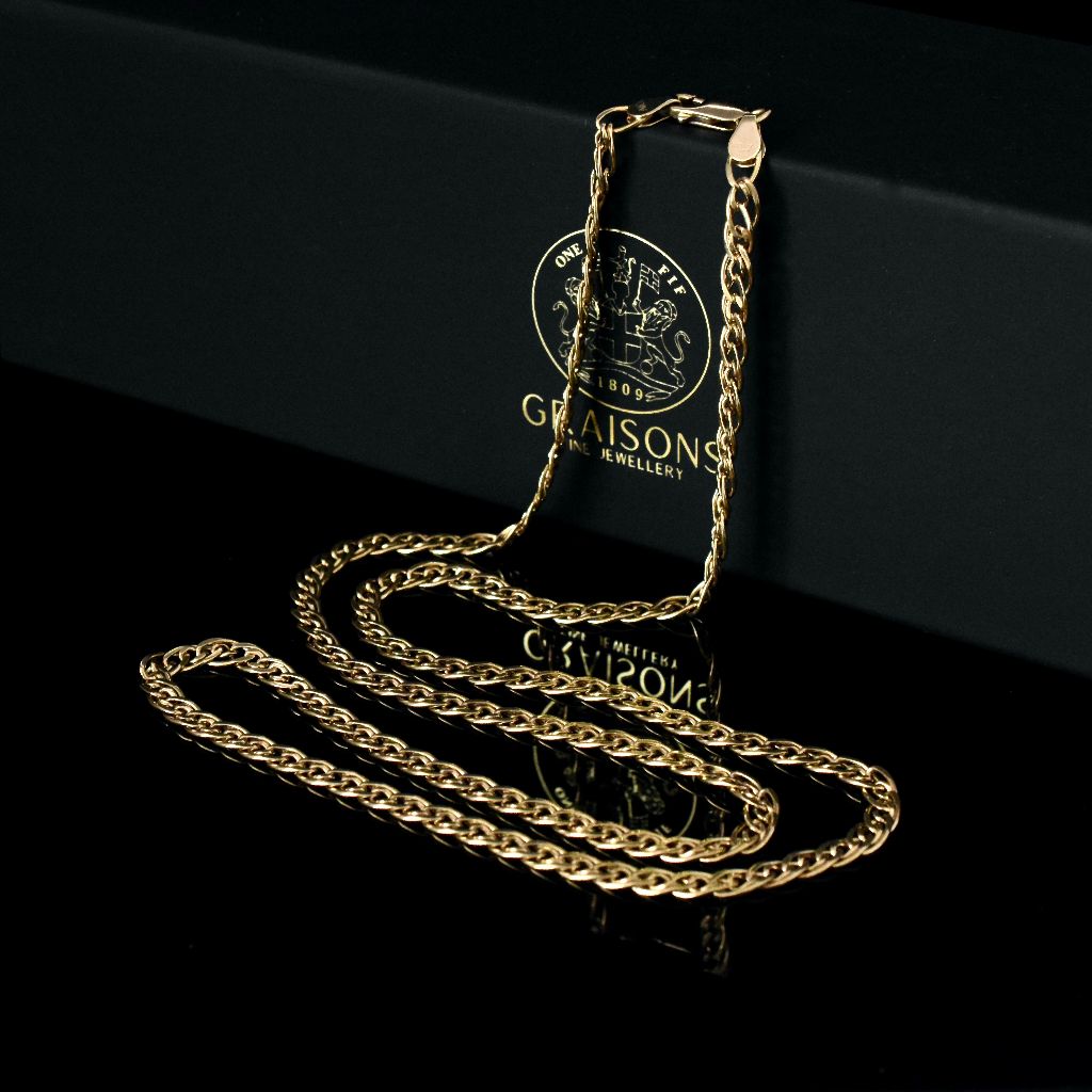 Modern 9ct Yellow Gold Fancy Double Curblink Chain Necklace