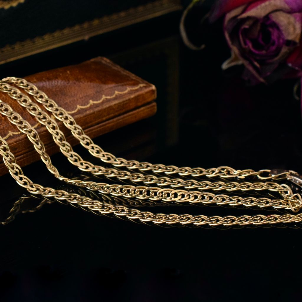 Modern 9ct Yellow Gold Fancy Double Curblink Chain Necklace