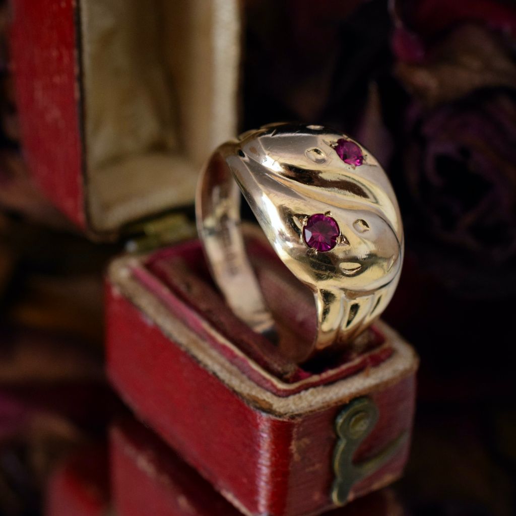 Vintage 9ct Yellow Gold Double Snake Ring Birmingham 1968